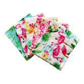 Flamingo, Flowers, Tropical Leaves, Pineapples Fat quarter bundle pack of 5